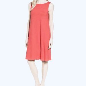 Eileen Fisher Silk Georgette Crepe Dress Sz XS Scoop Neck Watermelon NWT